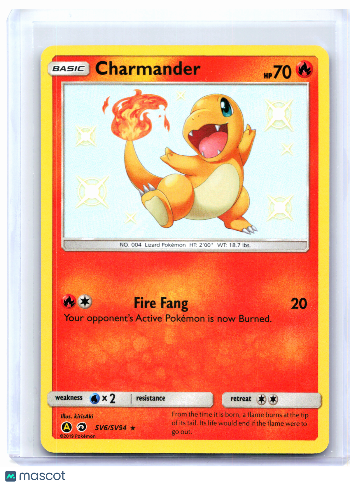 2019 Pokemon—Charmander #SV6/SV94 Hidden Fates: Shiny Vault—Shiny Holo Rare