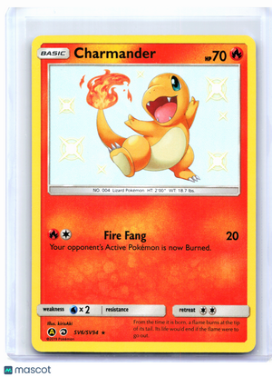 2019 Pokemon—Charmander #SV6/SV94 Hidden Fates: Shiny Vault—Shiny Holo Rare
