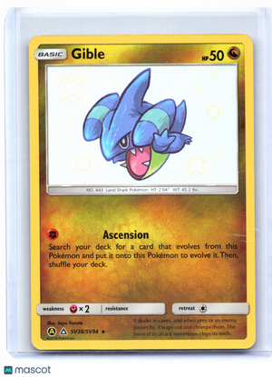 2019 Pokemon—Gible #SV38/SV94 Hidden Fates: Shiny Vault—Shiny Holo Rare
