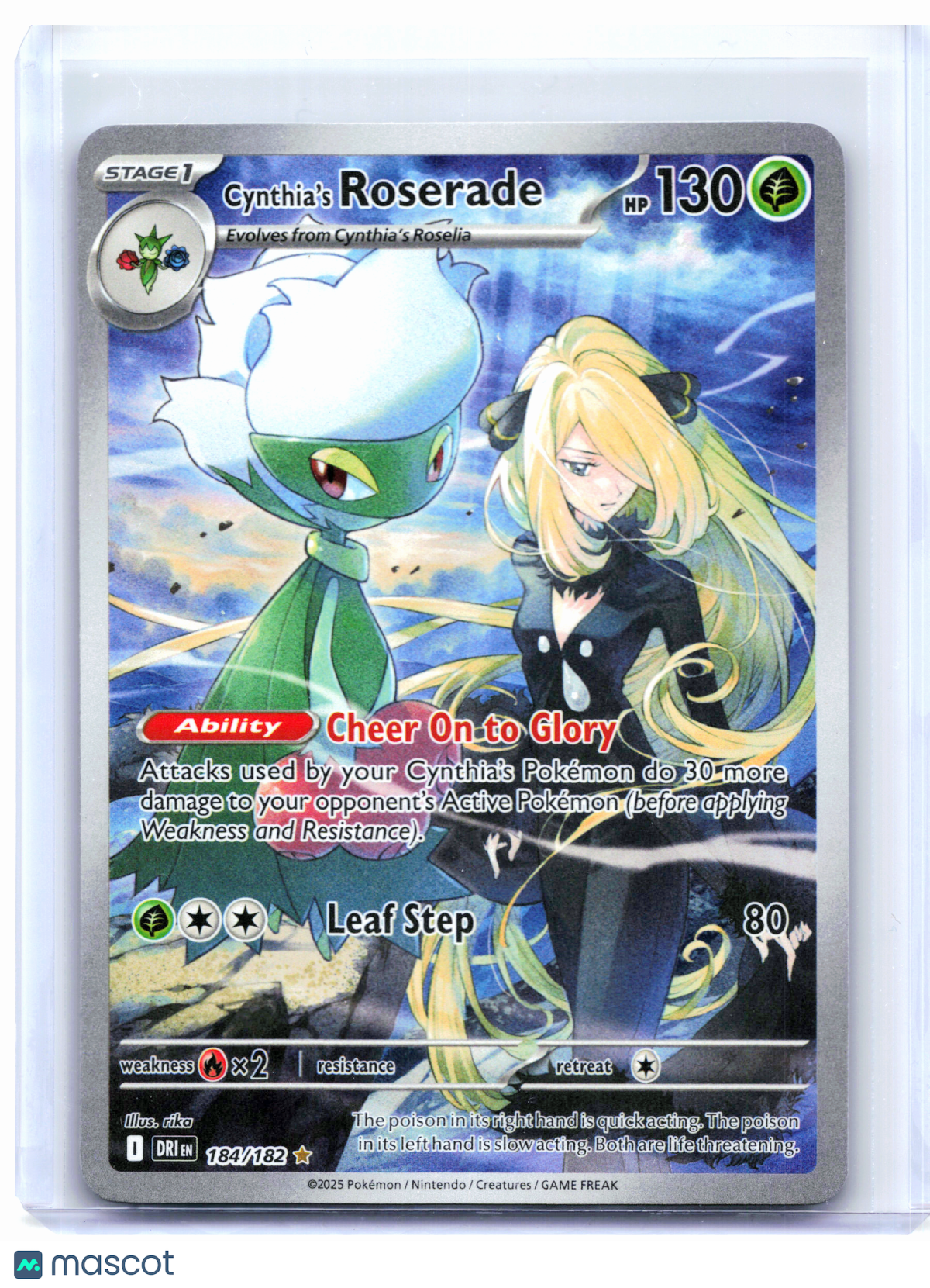 2025 Pokemon—Cynthia's Roserade #184/182 Destined Rivals—Illustration Rare Holo