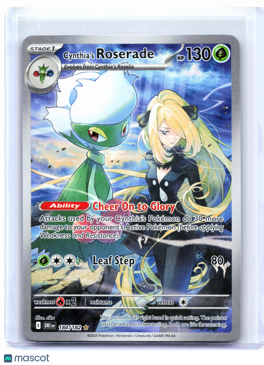 2025 Pokemon—Cynthia's Roserade #184/182 Destined Rivals—Illustration Rare Holo