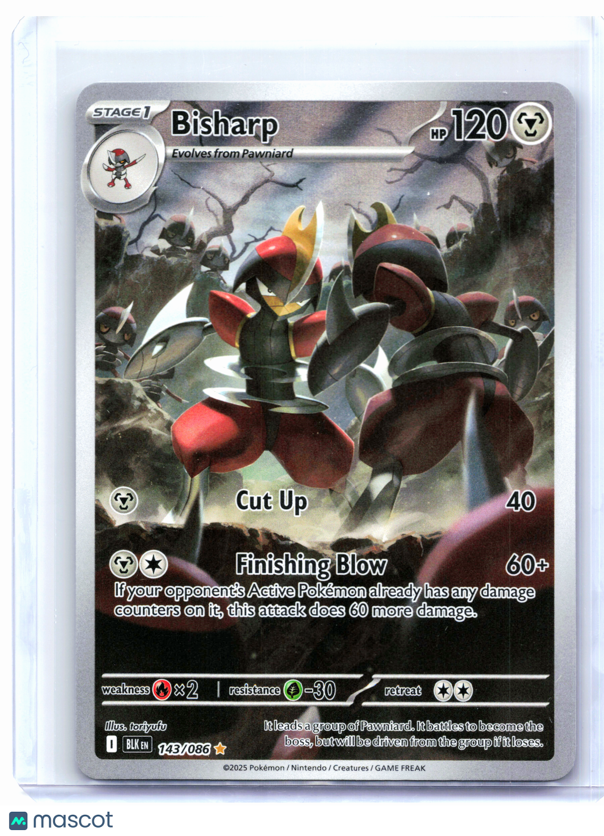 2025 Pokemon—Bisharp #143/086 Black Bolt—Illustration Rare Holo