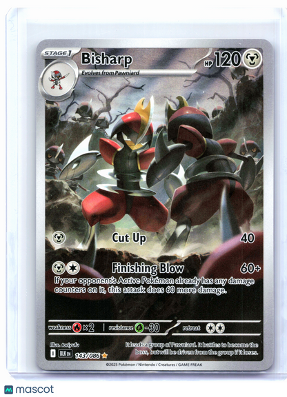 2025 Pokemon—Bisharp #143/086 Black Bolt—Illustration Rare Holo