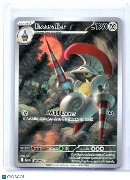 2025 Pokemon—Escavalier #138/086 Black Bolt—Illustration Rare Holo