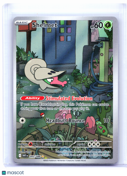 2025 Pokemon—Shelmet #093/086 White Flare—Illustration Rare Holo