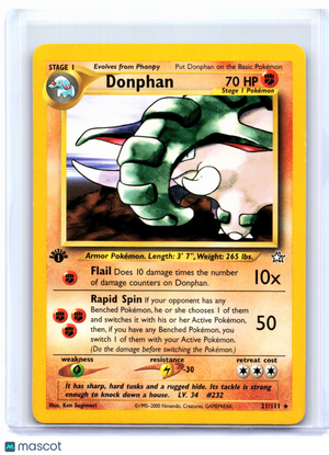 2000 Pokemon—Donphan #21/111 Neo Genesis—Rare Nonholo (1st Edition) [MP]