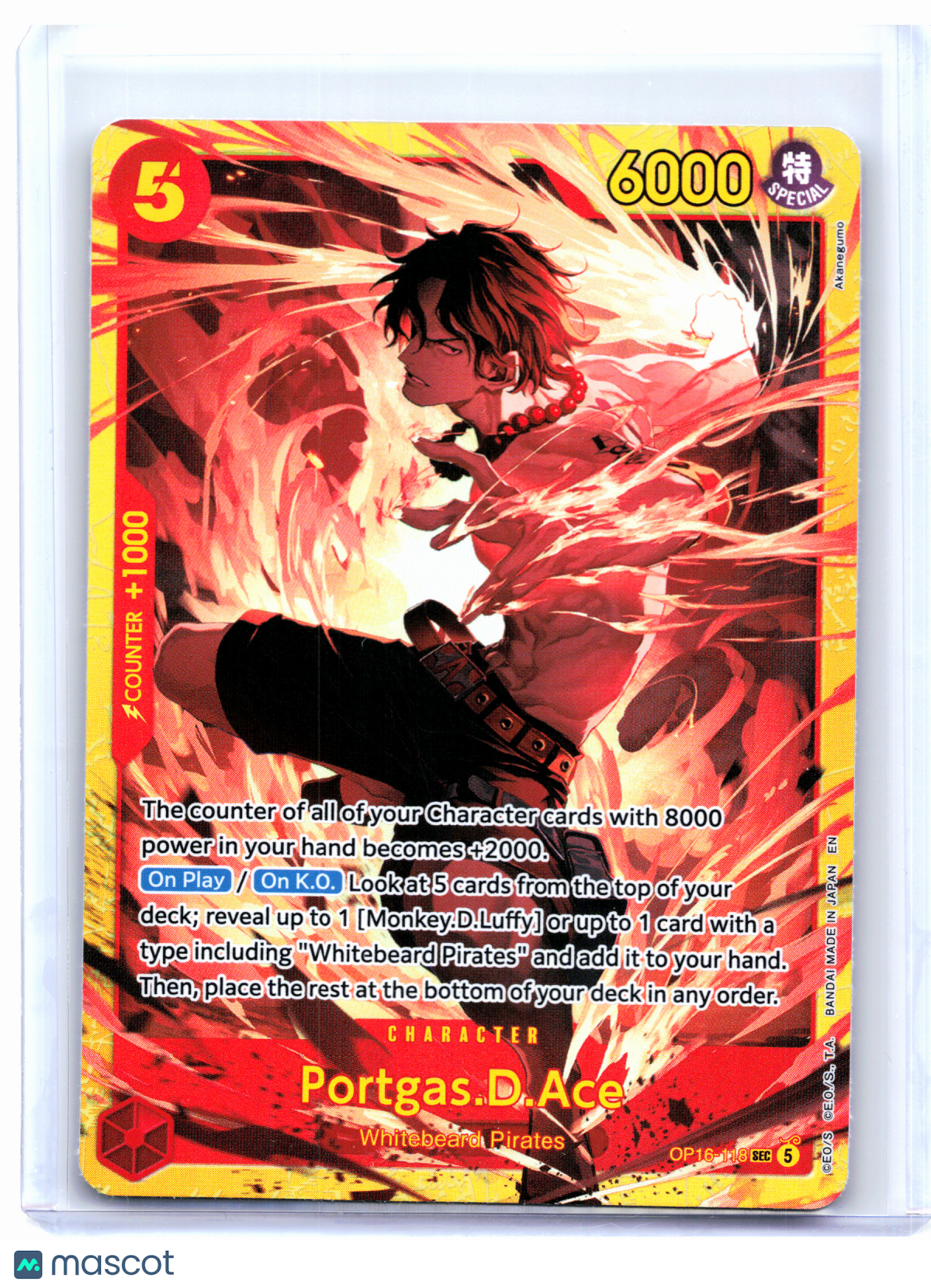 2026 One Piece—Portgas.D.Ace #OP16-118 The Time of Battle—Secret Rare Foil
