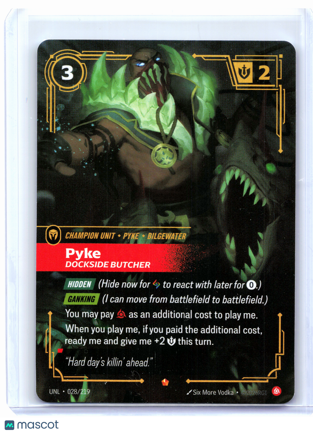 2026 Riftbound—Pyke, Dockside Butcher #028/219 Unleashed—Epic Foil
