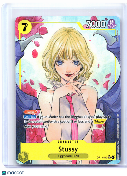 2025 One Piece—Stussy (Alt Art) #OP13-110 Carrying On His Will—Super Rare Foil