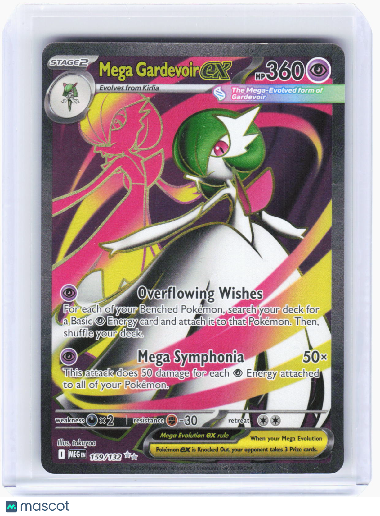 2025 Pokemon—Mega Gardevoir ex #159/132 Mega Evolution—Ultra Rare Foil