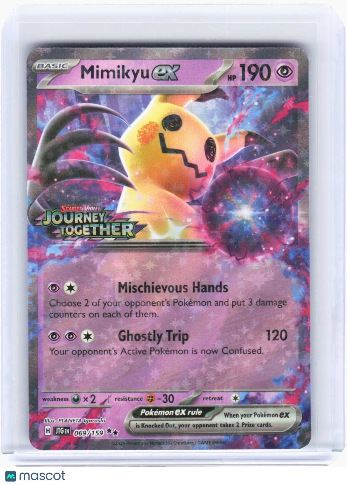 2025 Pokemon—Mimikyu ex (JT Stamp) #69/159 Misc. Cards & Products—DR Foil