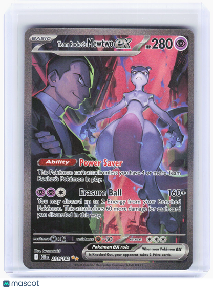 2025 Pokemon—Team Rocket's Mewtwo ex #231/182 Destined Rivals—SIR Holo