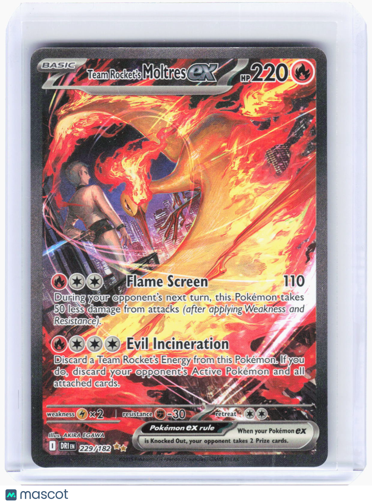 2025 Pokemon—Team Rocket's Moltres ex #229/182 Destined Rivals—SIR Holo