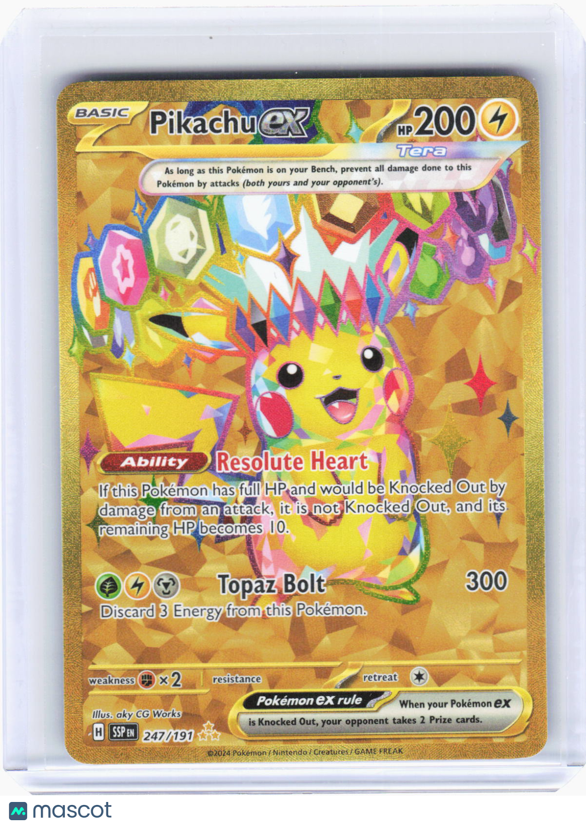2024 Pokemon—Pikachu ex #247/191 Surging Sparks—Hyper Rare Gold