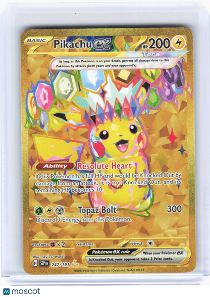2024 Pokemon—Pikachu ex #247/191 Surging Sparks—Hyper Rare Gold