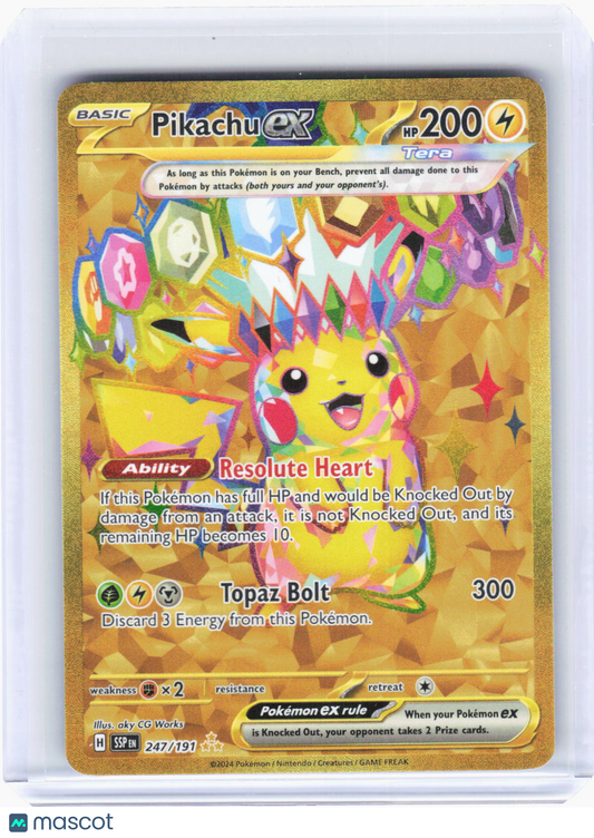 2024 Pokemon—Pikachu ex #247/191 Surging Sparks—Hyper Rare Gold