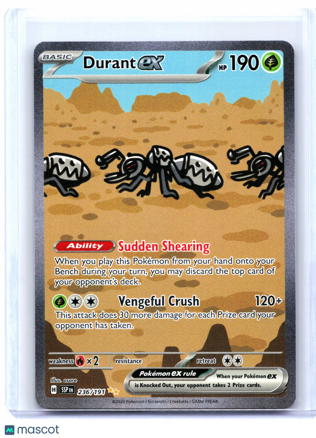 2024 Pokemon—Durant ex #236/191 Surging Sparks—Special Illustration Rare Holo