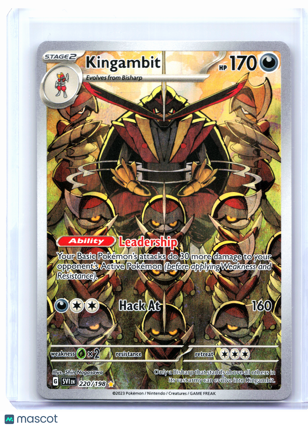 2023 Pokemon—Kingambit #220/198 Scarlet & Violet Base Set—Illustration Rare Holo