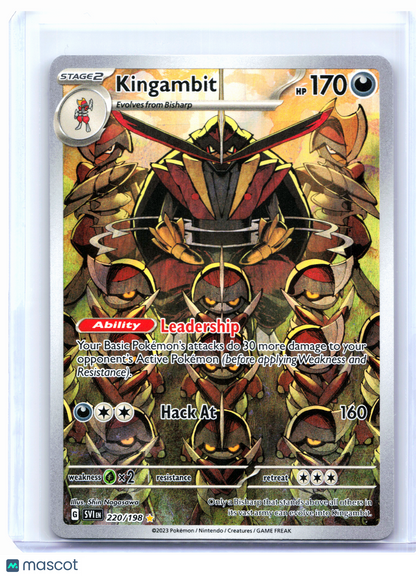 2023 Pokemon—Kingambit #220/198 Scarlet & Violet Base Set—Illustration Rare Holo
