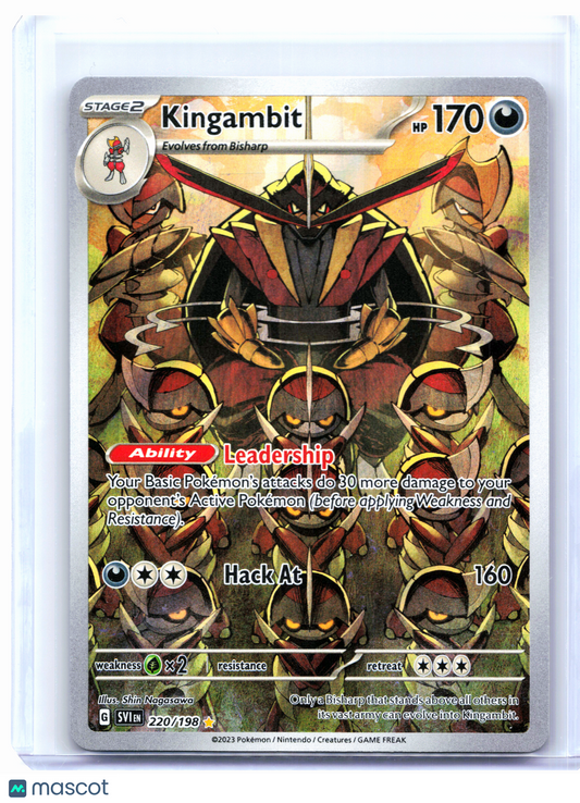 2023 Pokemon—Kingambit #220/198 Scarlet & Violet Base Set—Illustration Rare Holo