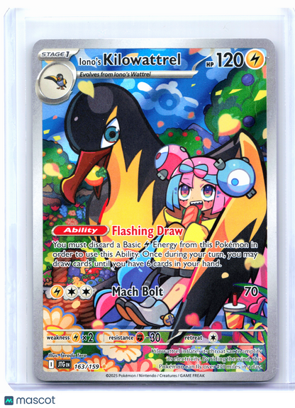 2025 Pokemon—Iono's Kilowattrel #163/159 Journey Together—Illustration Rare Holo