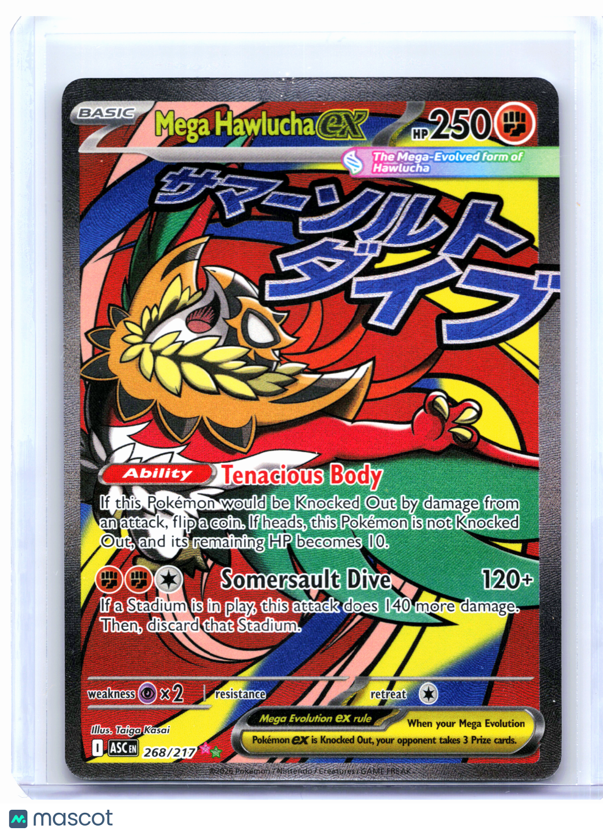 2026 Pokemon—Mega Hawlucha ex #268/217 Ascended Heroes—Mega Attack Rare Holo