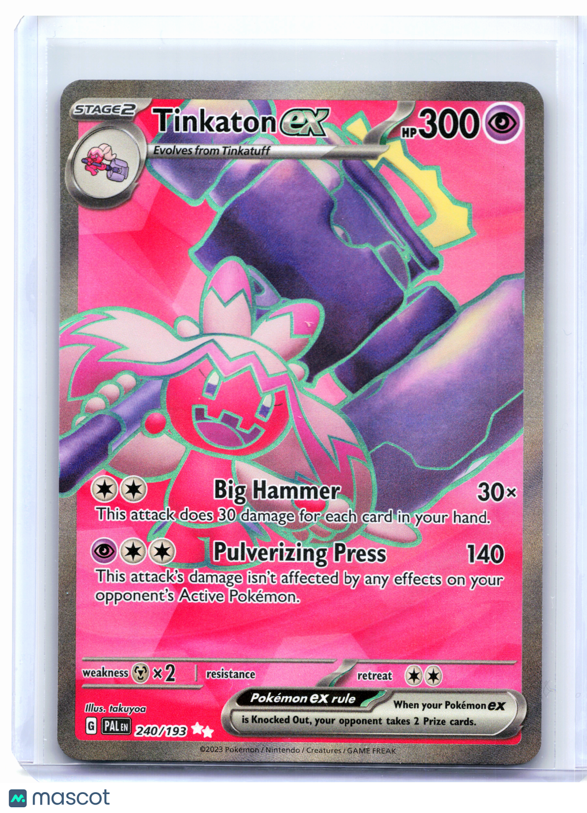 2023 Pokemon—Tinkaton ex #240/193 Paldea Evolved—Ultra Rare Holo