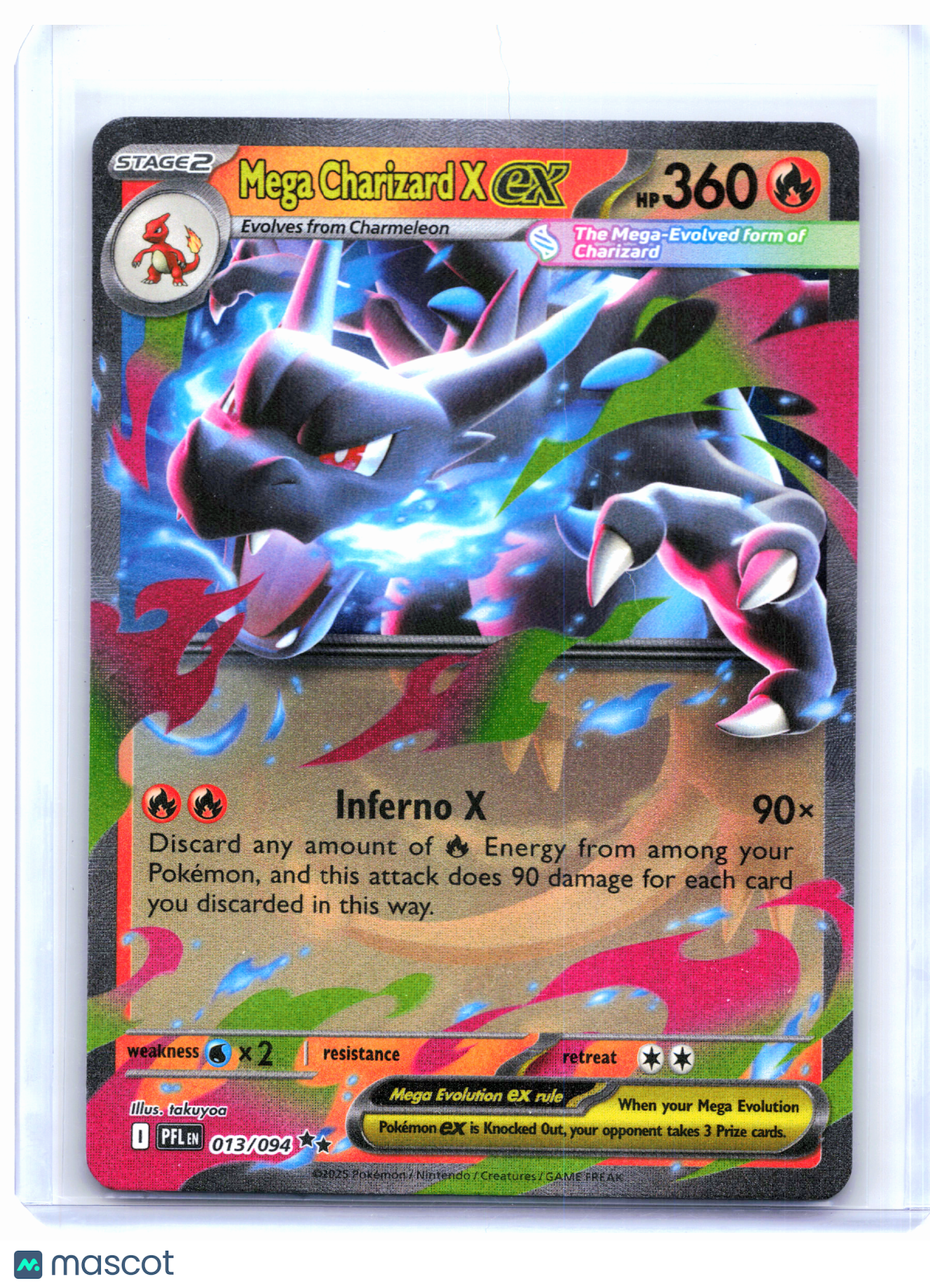 2025 Pokemon—Mega Charizard X ex #013/094 Phantasmal Flames—Double Rare Holo
