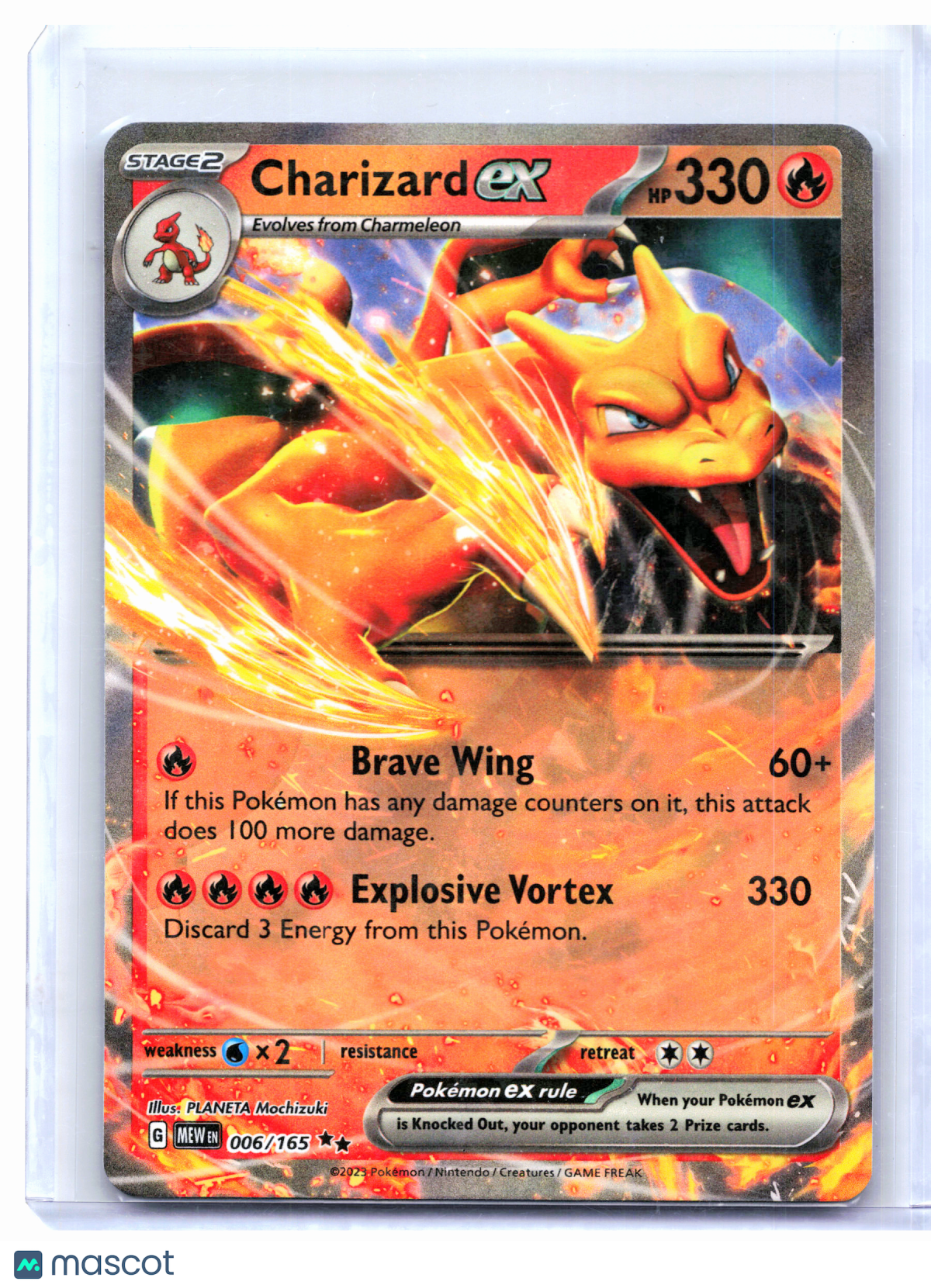 2023 Pokemon—Charizard ex #006/165 Scarlet & Violet 151—Double Rare Holo