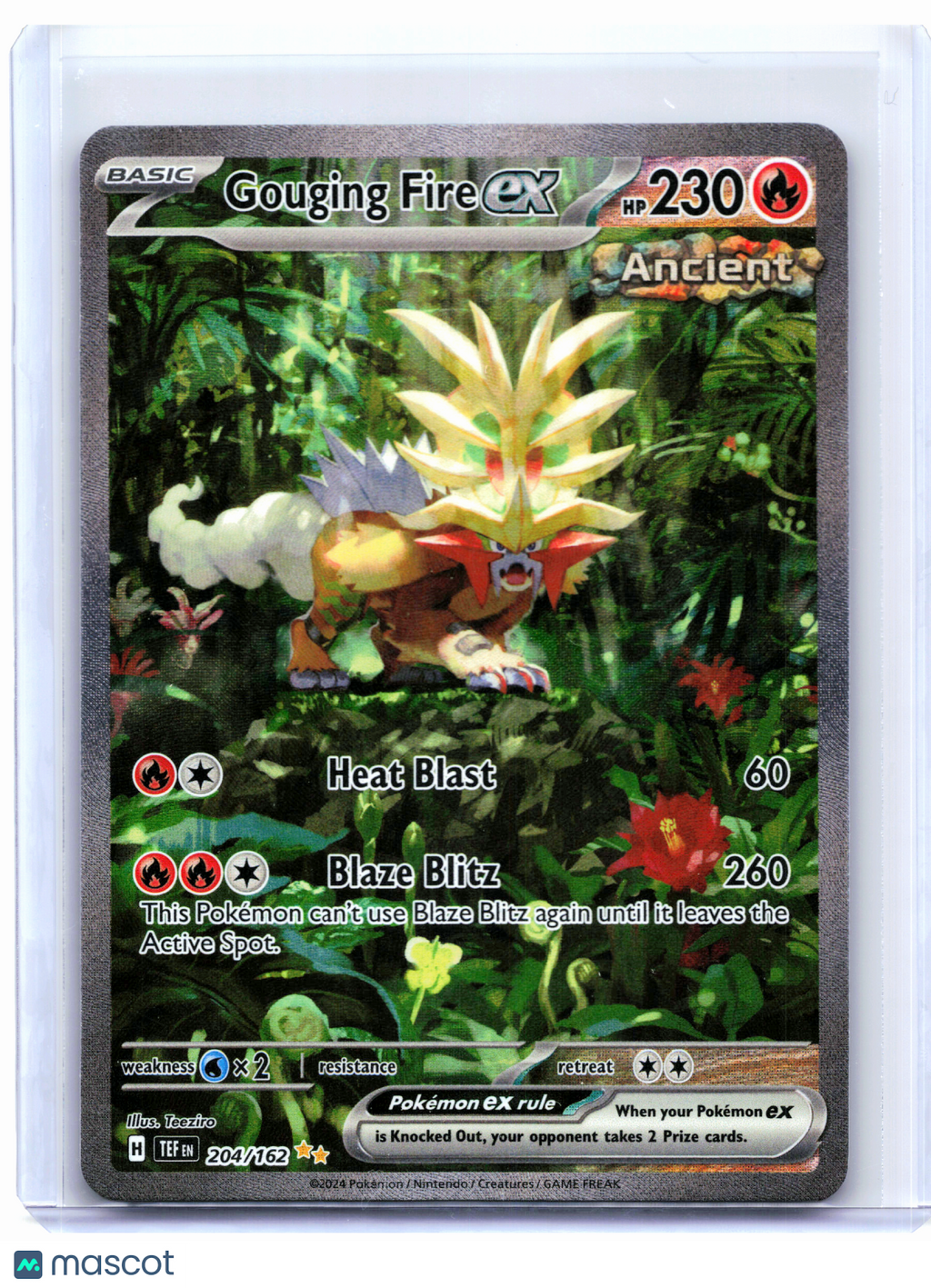 2024 Pokemon—Gouging Fire ex #204 Temporal Forces—Special Illustration Rare Holo