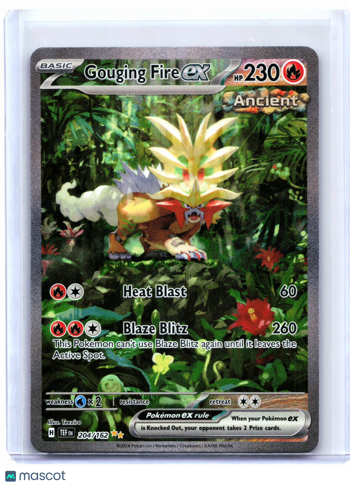 2024 Pokemon—Gouging Fire ex #204 Temporal Forces—Special Illustration Rare Holo