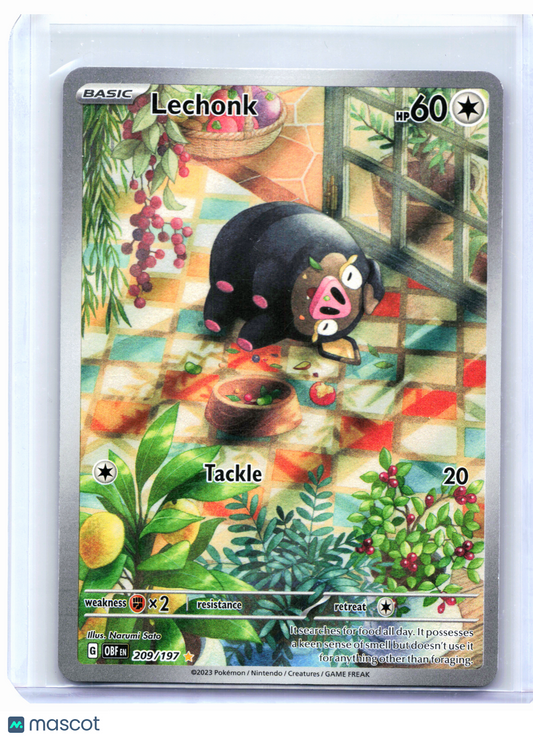 2023 Pokemon—Lechonk #209/197 Obsidian Flames—Illustration Rare Holo