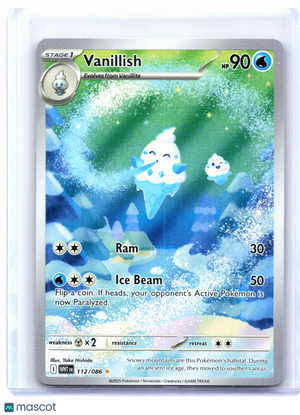 2025 Pokemon—Vanillish #112/086 White Flare—Illustration Rare Holo