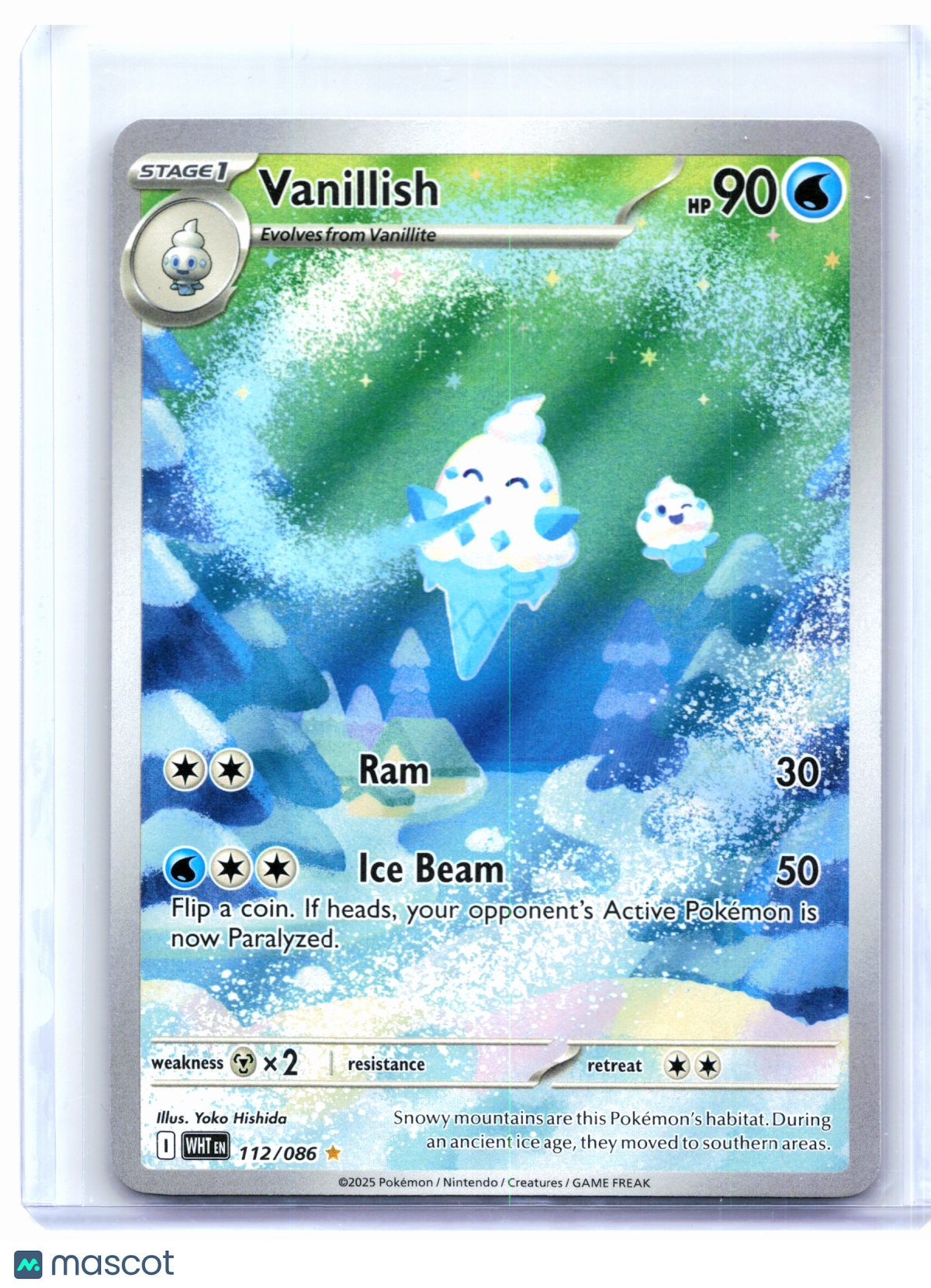2025 Pokemon—Vanillish #112/086 White Flare—Illustration Rare Holo