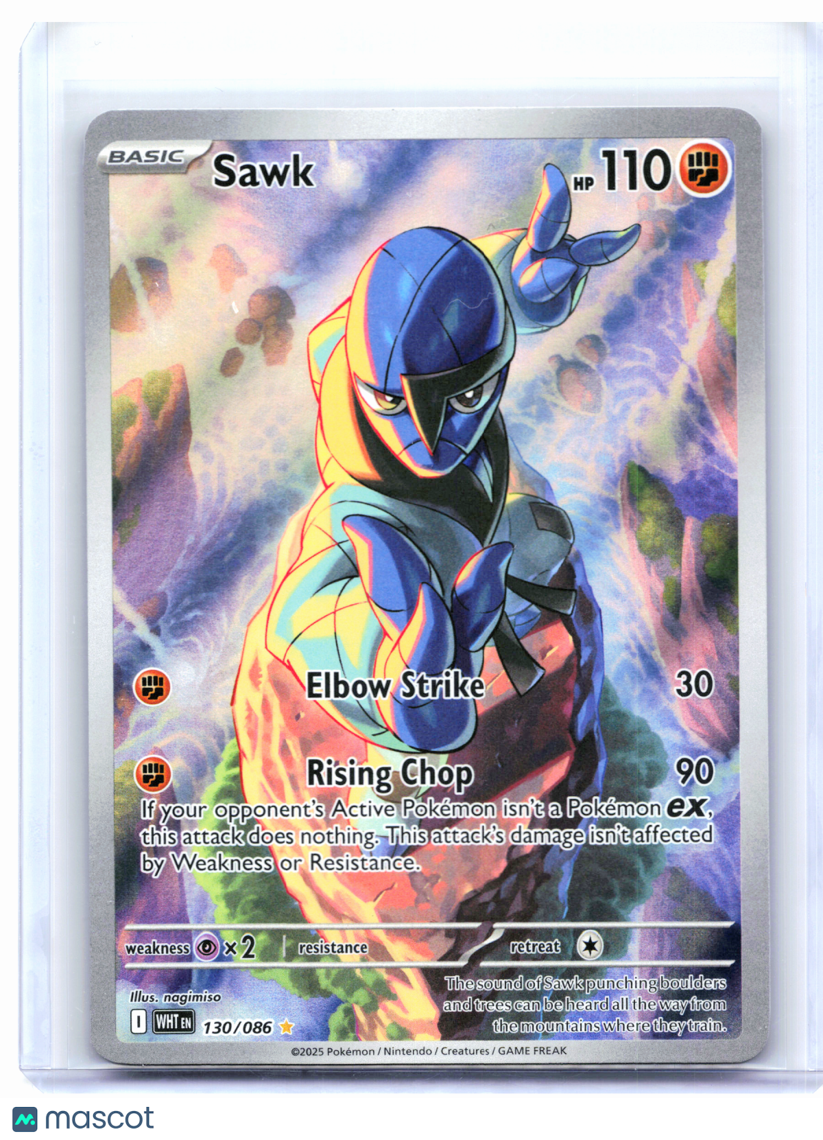 2025 Pokemon—Sawk #130/086 White Flare—Illustration Rare Holo
