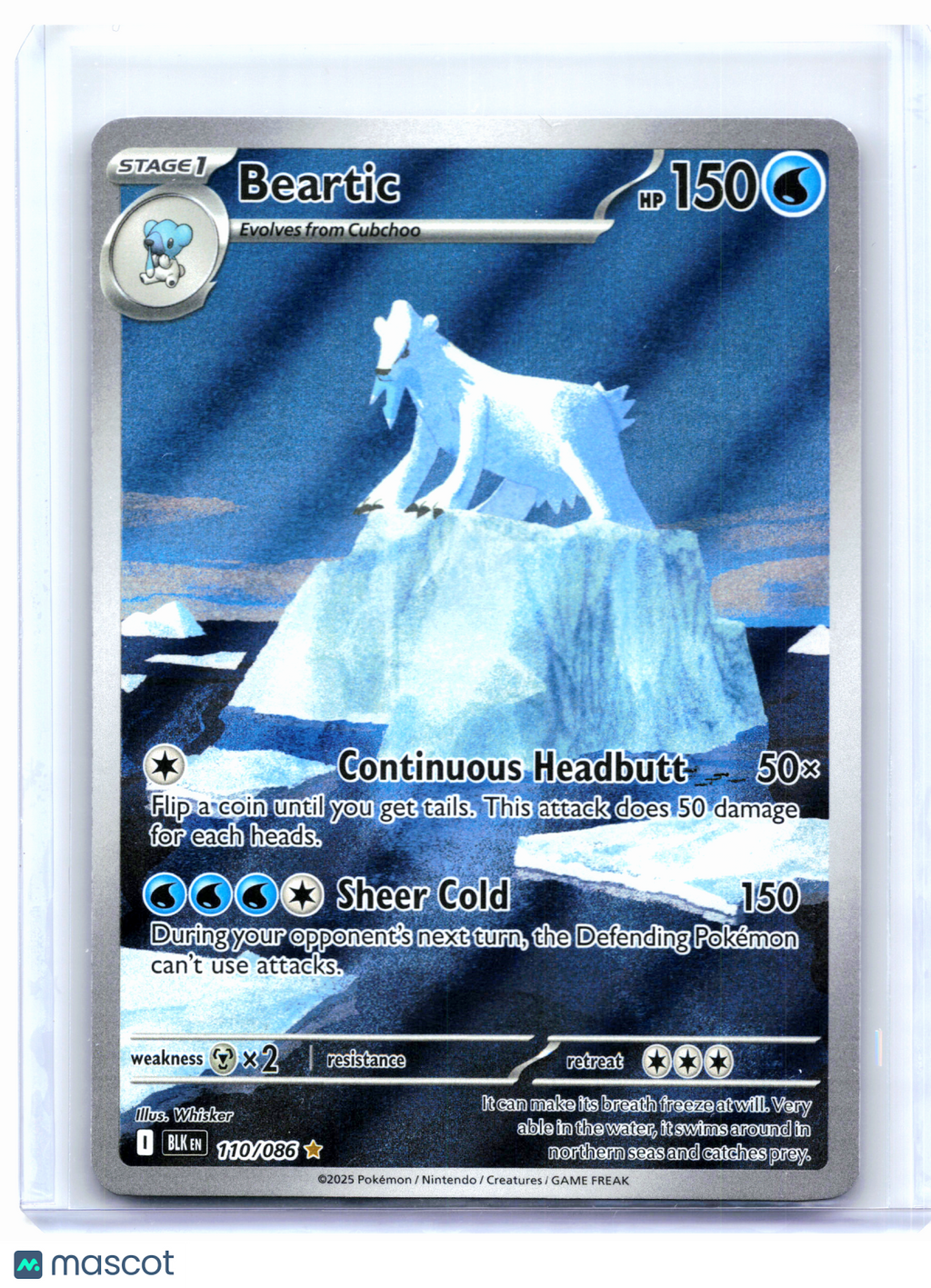 2025 Pokemon—Beartic #110/086 Black Bolt—Illustration Rare Holo