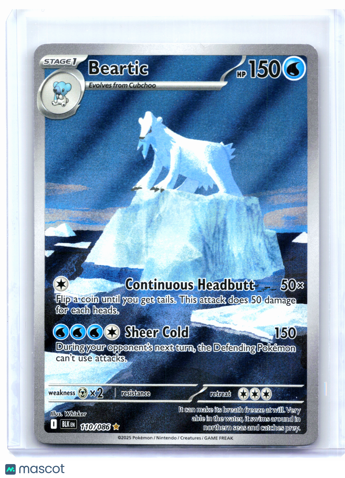 2025 Pokemon—Beartic #110/086 Black Bolt—Illustration Rare Holo