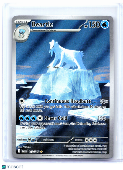 2025 Pokemon—Beartic #110/086 Black Bolt—Illustration Rare Holo