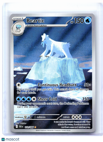 2025 Pokemon—Beartic #110/086 Black Bolt—Illustration Rare Holo