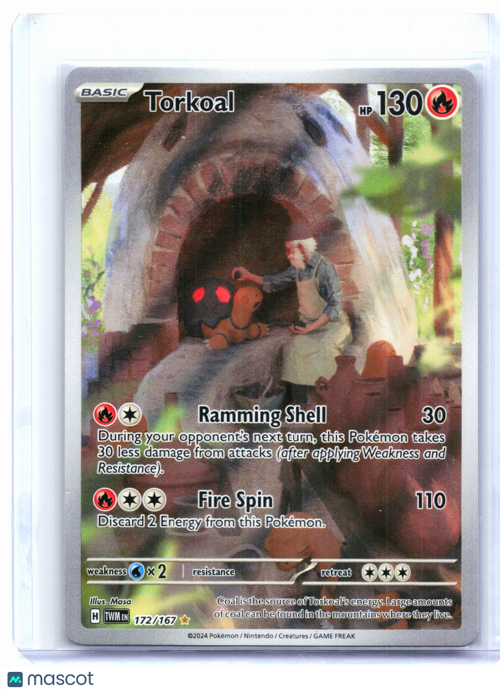 2024 Pokemon—Torkoal #172/167 Twilight Masquerade—Illustration Rare Holo