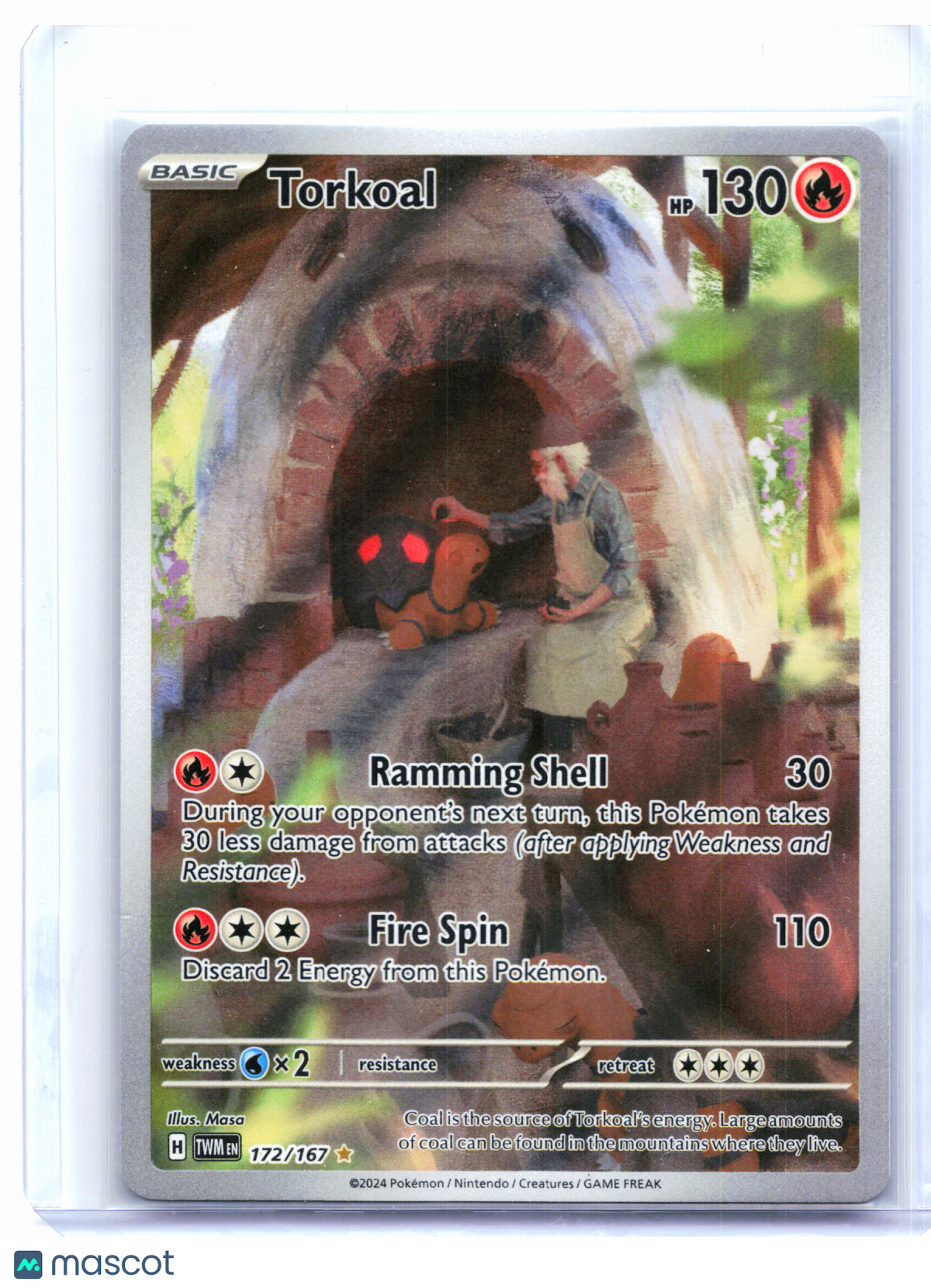 2024 Pokemon—Torkoal #172/167 Twilight Masquerade—Illustration Rare Holo