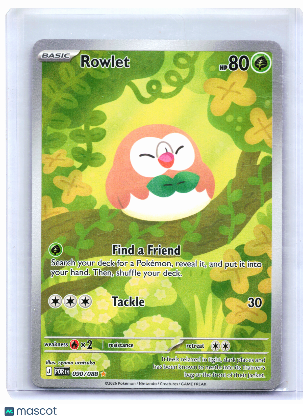 2026 Pokemon—Rowlet #090/088 Perfect Order—Illustration Rare Holo