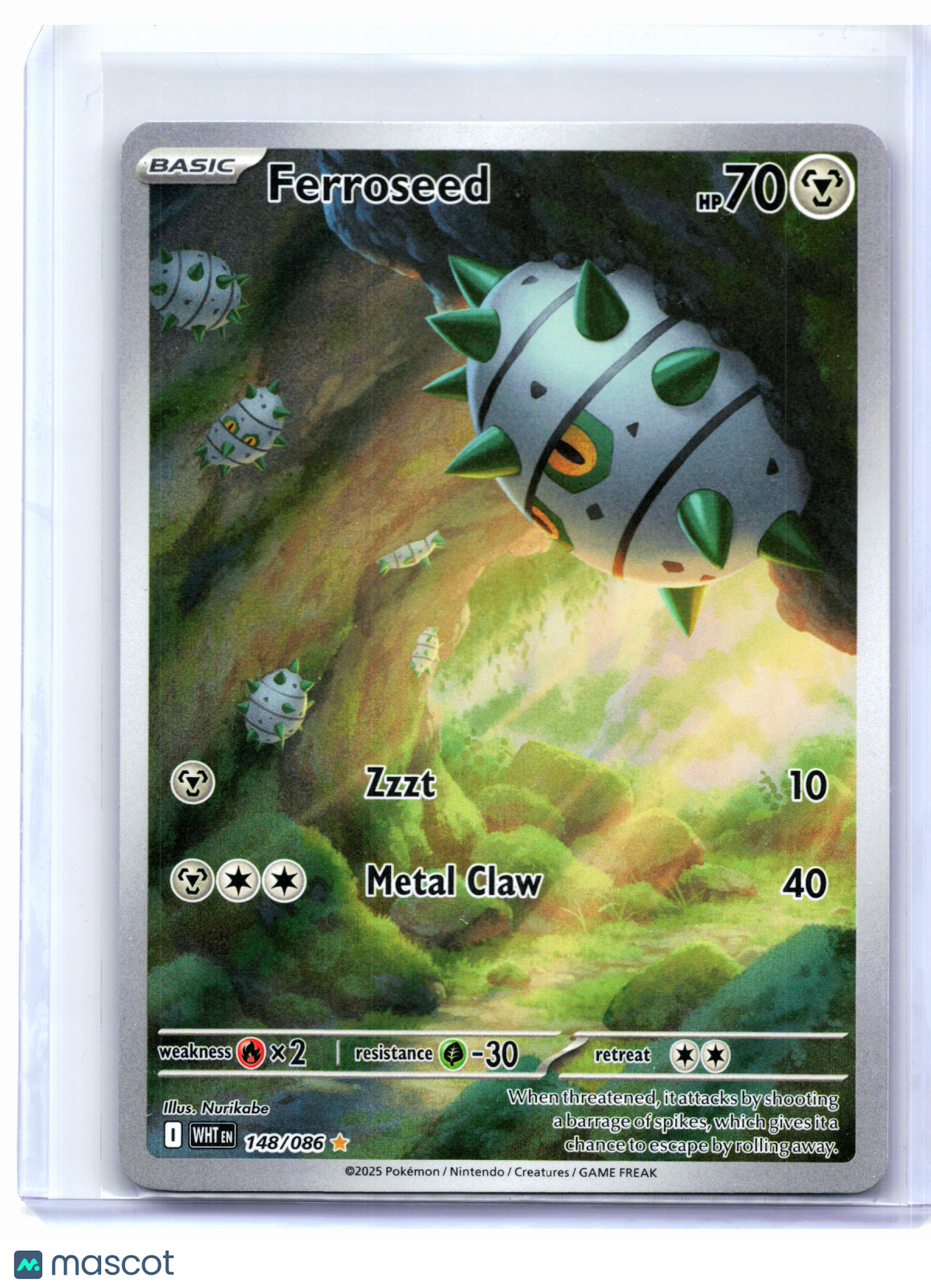 2025 Pokemon—Ferroseed #148/086 White Flare—Illustration Rare Holo [LP]