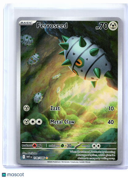 2025 Pokemon—Ferroseed #148/086 White Flare—Illustration Rare Holo [LP]