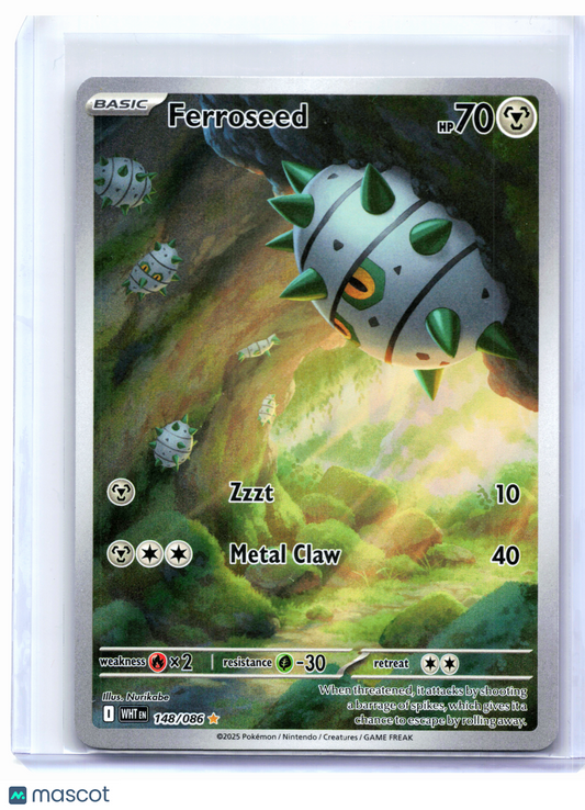2025 Pokemon—Ferroseed #148/086 White Flare—Illustration Rare Holo [LP]