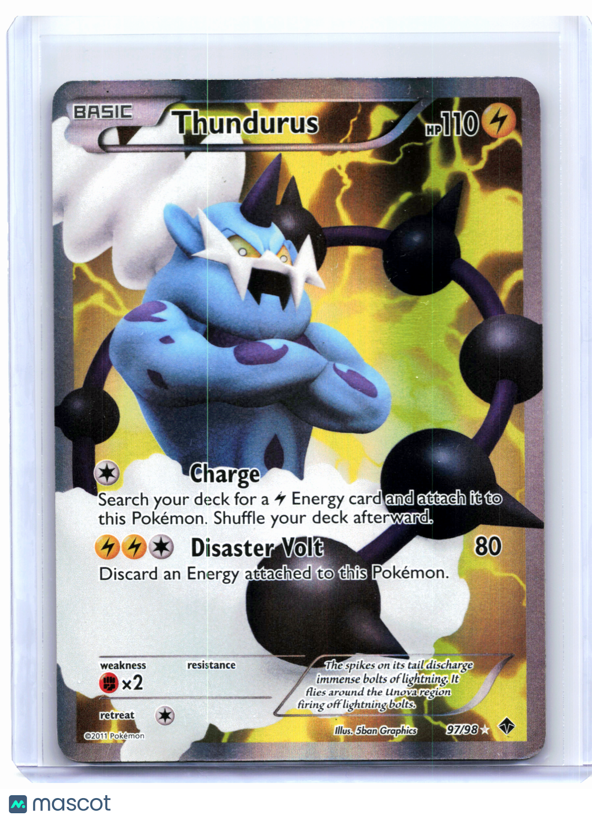 2011 Pokemon—Thundurus (Full Art) #97/98 Emerging Powers—Ultra Rare Holo [HP]