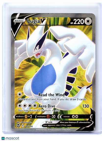 2022 Pokemon—Lugia V (Full Art) #185/195 Silver Tempest—Ultra Rare Holo [DMG]