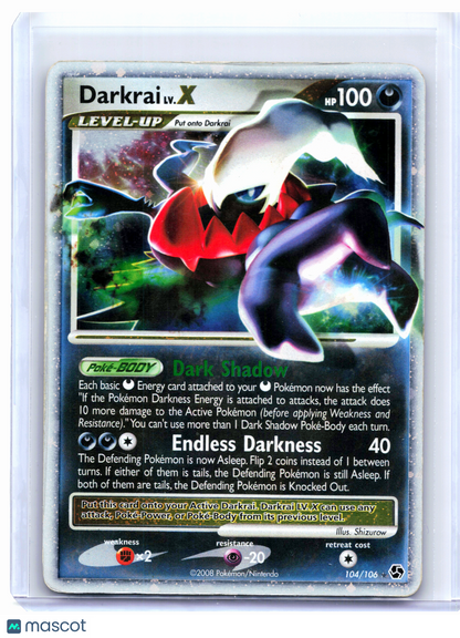 2008 Pokemon—Darkrai LV.X #104/106 Great Encounters—Ultra Rare Holo [Damaged]
