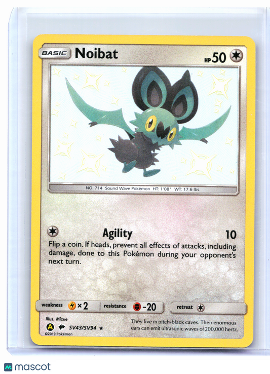 2019 Pokemon—Noibat #SV43/SV94 Hidden Fates: Shiny Vault—Shiny Holo Rare Holo