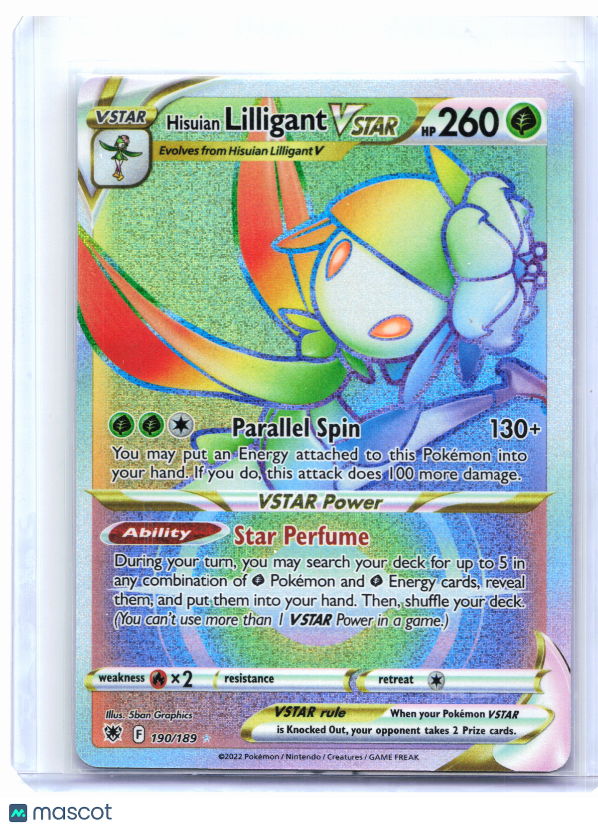 2022 Pokemon—Hisuian Lilligant VSTAR #190 Astral Radiance—Secret Rare Rainbow